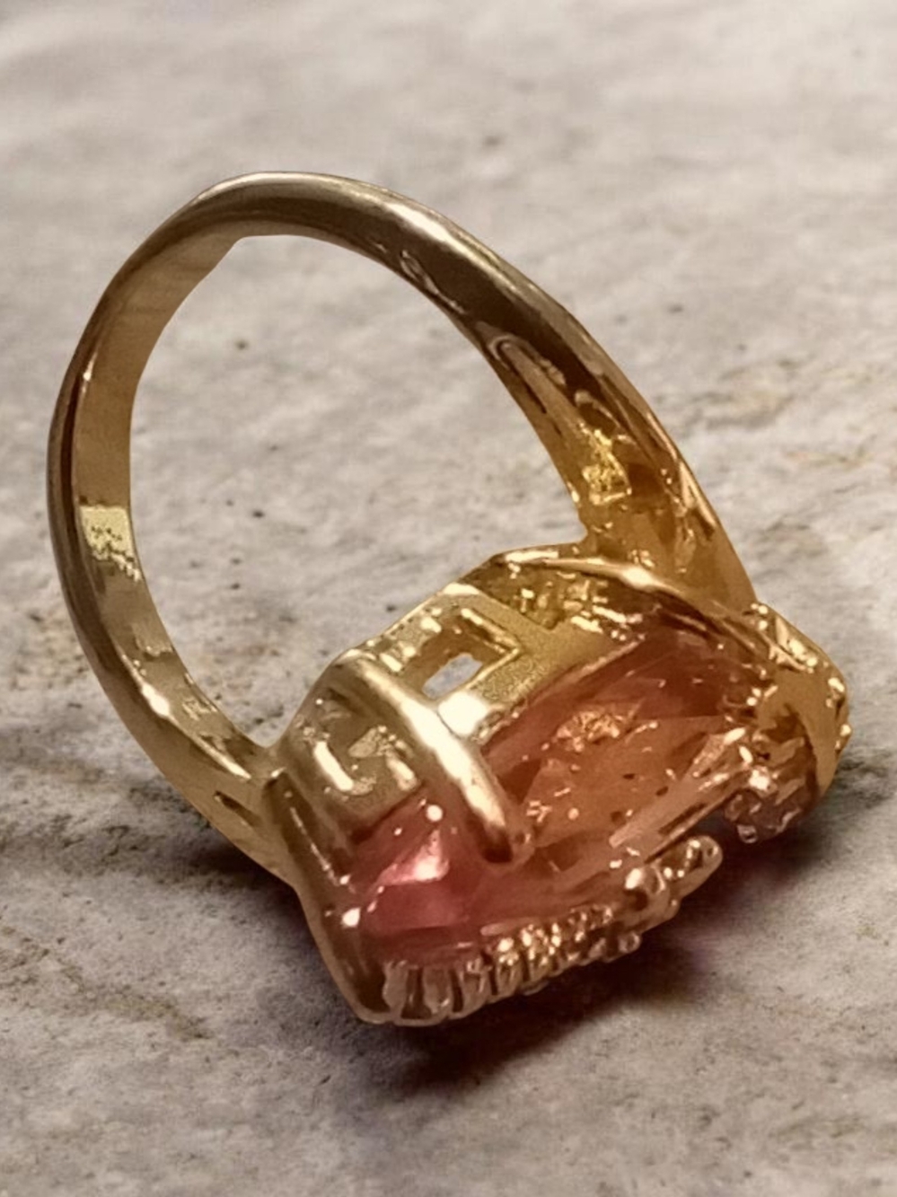 Gold Dragonfly Ring with Pink Marquise Crystal CHUNKY & Bold - Picture 8 of 9